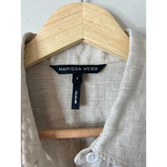 Marissa Webb Rowan Linen Button Down Romper Flax Women's Size: 4 NWOT - Picture 5 of 9